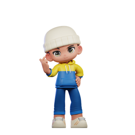 Cute Boy Giving Love Sign Pose  3D Icon