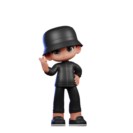 Cute Boy Giving Love Sign Pose  3D Icon