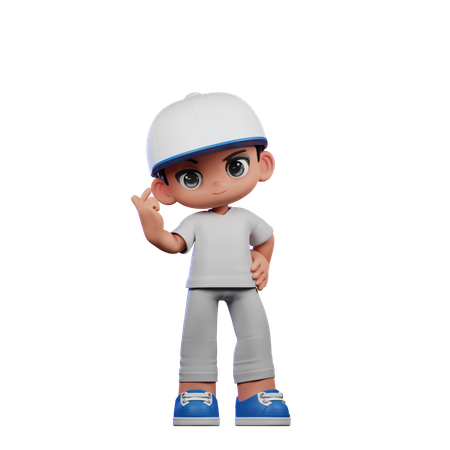 Cute Boy Giving Love Sign Pose  3D Icon