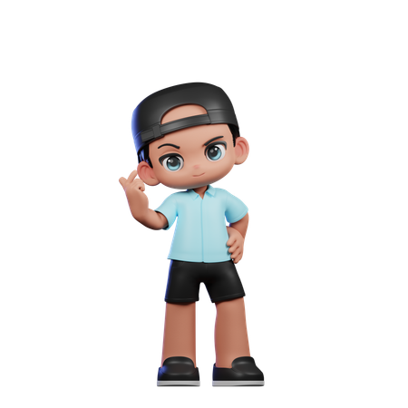 Cute Boy Giving Love Sign Pose  3D Icon