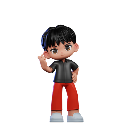 Cute Boy Giving Love Sign Pose  3D Icon