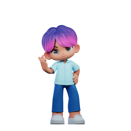 Cute Boy Giving Love Sign Pose  3D Icon