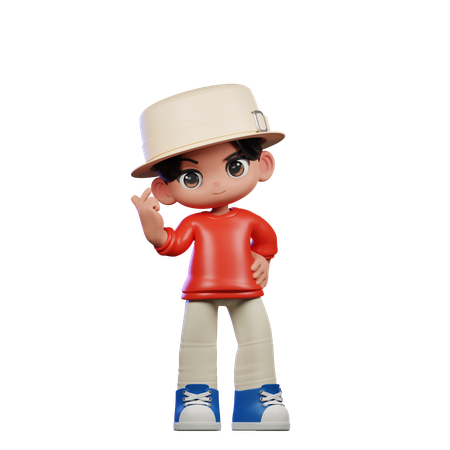 Cute Boy Giving Love Sign Pose  3D Icon