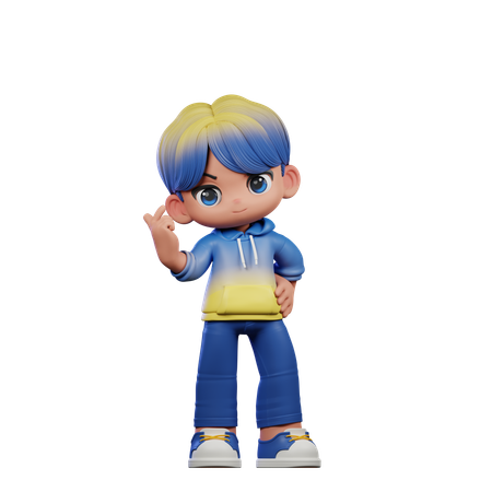 Cute Boy Giving Love Sign Pose  3D Icon