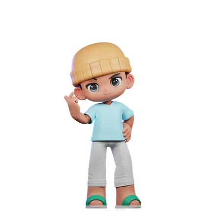 Cute Boy Giving Giving Love Sign Pose  3D Illustration