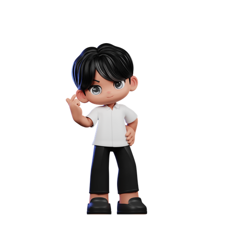 Cute Boy Giving Love Sign Pose  3D Illustration