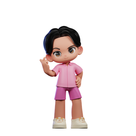 Cute Boy Giving Love Sign Pose  3D Illustration