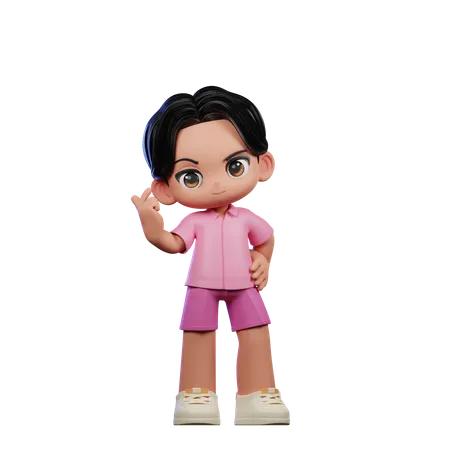 Cute Boy Giving Love Sign Pose  3D Illustration