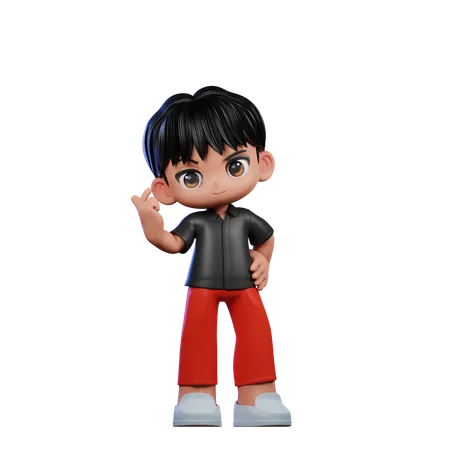 Cute Boy Giving Love Sign Pose  3D Illustration