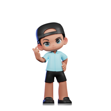 Cute Boy Giving Love Sign Pose  3D Illustration