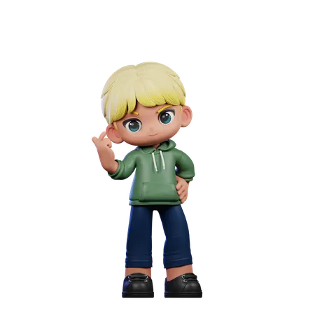 Cute Boy Giving Love Sign Pose  3D Illustration