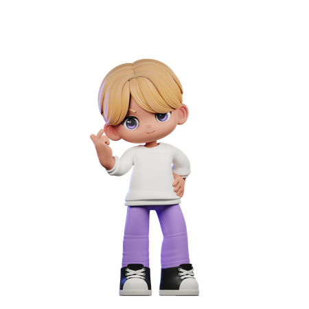 Cute Boy Giving Giving Love Sign Pose  3D Illustration