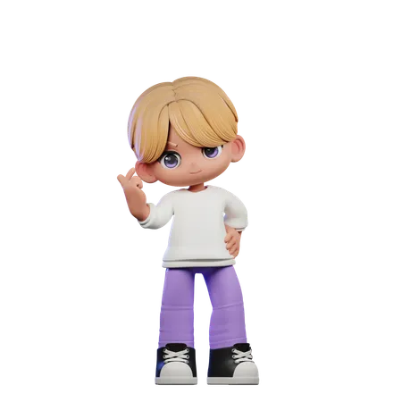 Cute Boy Giving Giving Love Sign Pose  3D Illustration