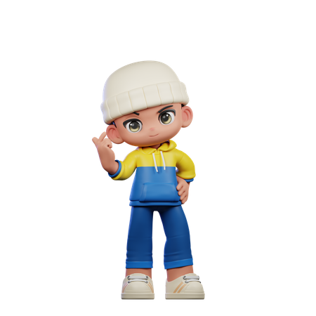 Cute Boy Giving Love Sign Pose  3D Illustration