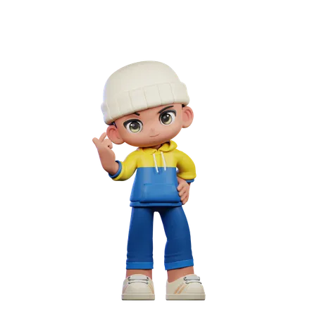 Cute Boy Giving Love Sign Pose  3D Illustration