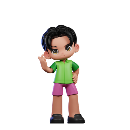 Cute Boy Giving Love Sign Pose  3D Illustration