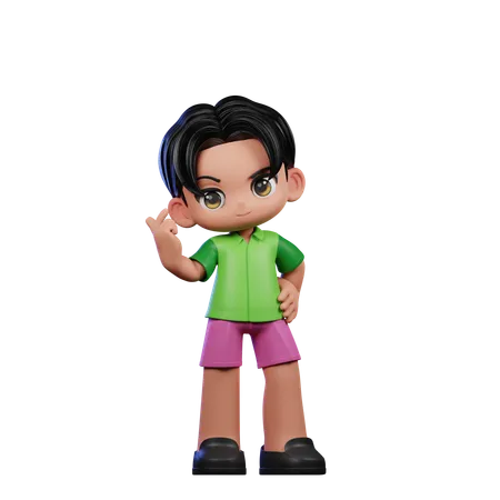 Cute Boy Giving Love Sign Pose  3D Illustration