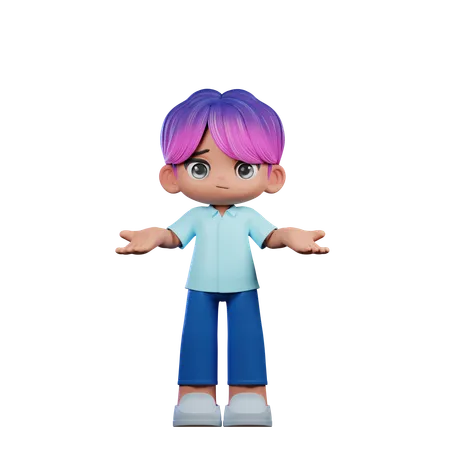 Cute Boy Giving No Idea Pose  3D Illustration