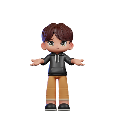 Cute Boy Giving No Idea Pose  3D Illustration