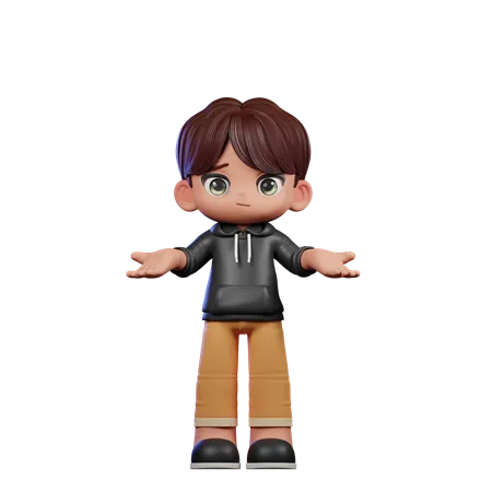 Cute Boy Giving No Idea Pose  3D Illustration