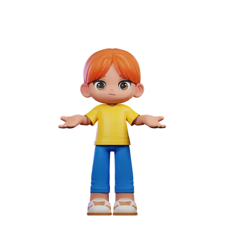 Cute Boy Giving No Idea Pose  3D Illustration