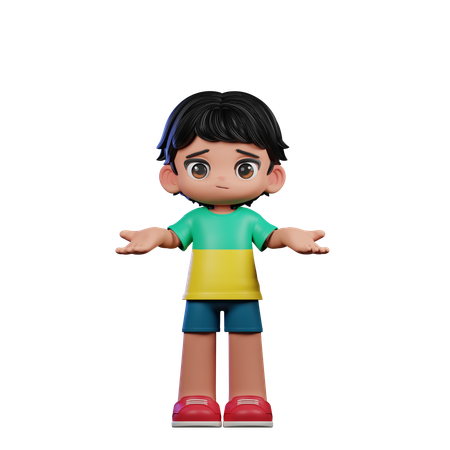 Cute Boy Giving No Idea Pose  3D Illustration