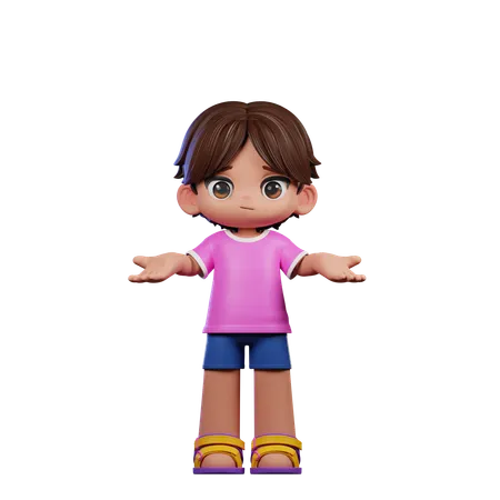 Cute Boy Giving No Idea Pose  3D Illustration