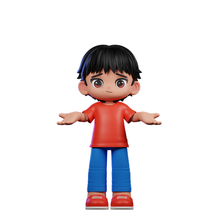 Cute Boy Giving No Idea Pose  3D Illustration