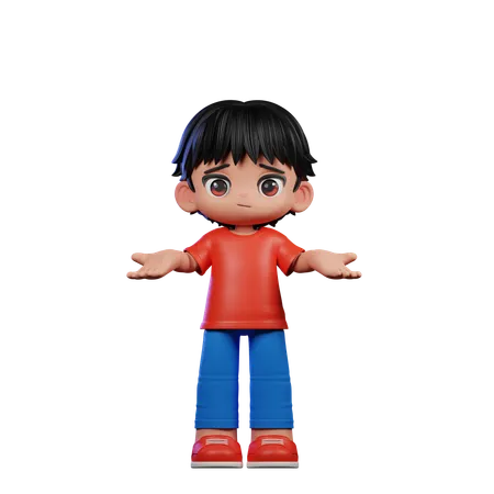 Cute Boy Giving No Idea Pose  3D Illustration