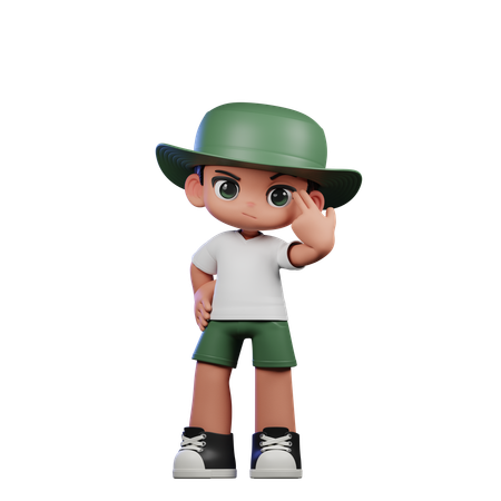 Cute Boy Giving Pointing At Him Pose  3D Illustration