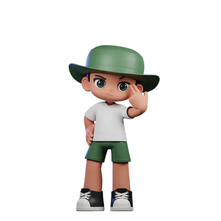 Cute Boy Giving Pointing At Him Pose  3D Illustration