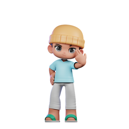 Cute Boy Giving Pointing At Him Pose  3D Illustration
