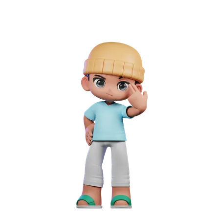 Cute Boy Giving Pointing At Him Pose  3D Illustration