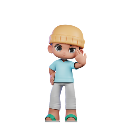 Cute Boy Giving Pointing At Him Pose  3D Illustration