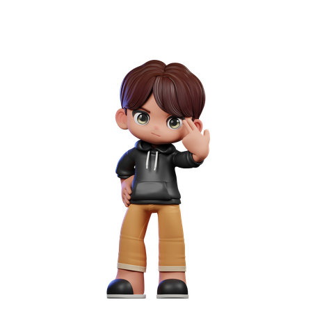 Cute Boy Giving Pointing At Him Self  3D Illustration