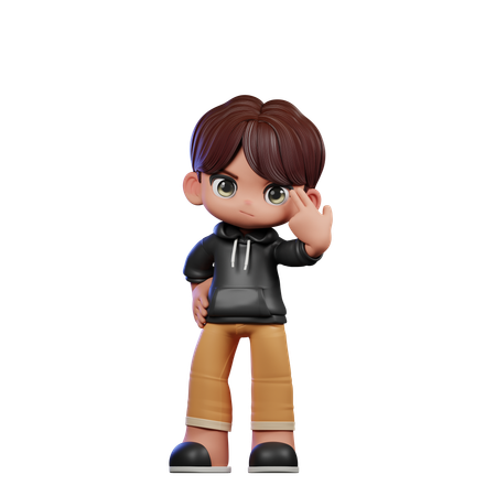 Cute Boy Giving Pointing At Him Self  3D Illustration