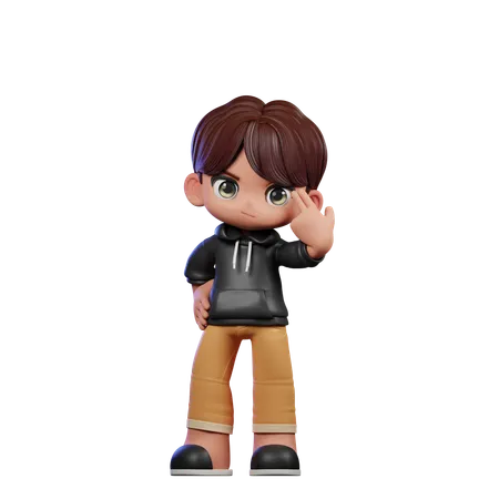 Cute Boy Giving Pointing At Him Self  3D Illustration