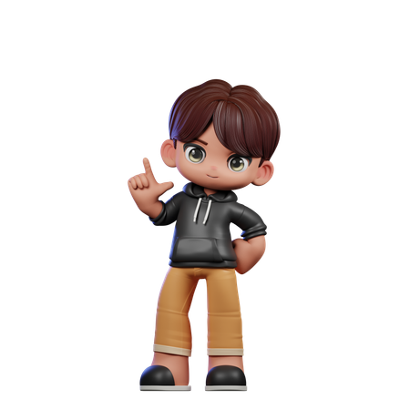 Cute Boy Giving Pointing Up Pose  3D Illustration