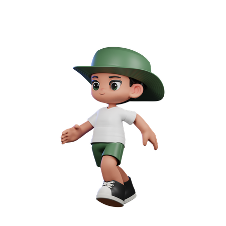 Cute Boy Giving Running Pose  3D Illustration