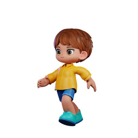 Cute Boy Giving Running Pose  3D Illustration