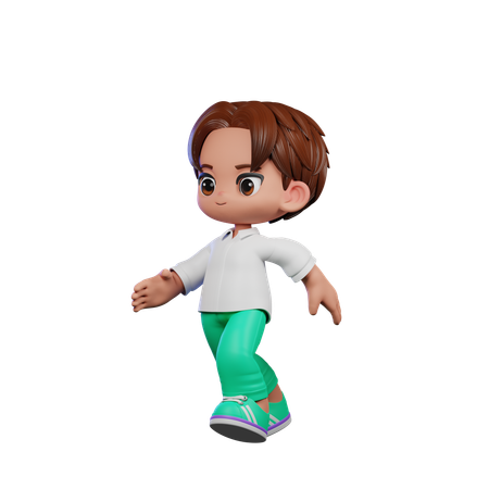 Cute Boy Giving Running Pose  3D Illustration