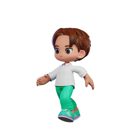 Cute Boy Giving Running Pose  3D Illustration