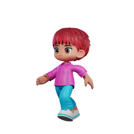 Cute Boy Giving Running Pose  3D Illustration