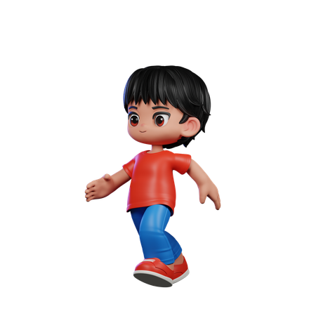 Cute Boy Giving Running Pose  3D Illustration