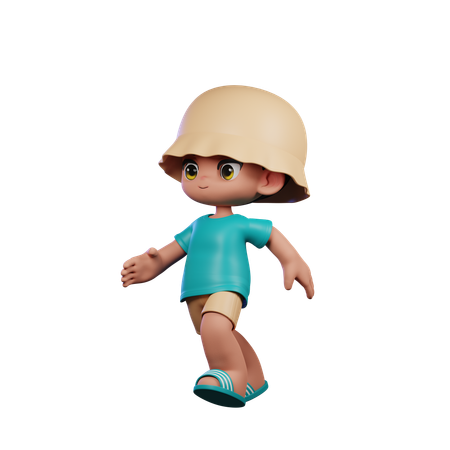 Cute Boy Giving Running Pose  3D Illustration