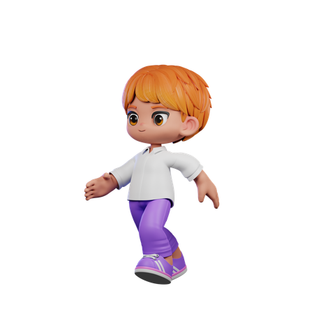 Cute Boy Giving Running Pose  3D Illustration