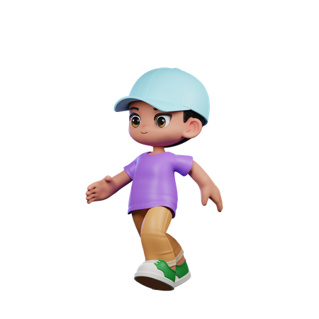 Cute Boy Giving Running Pose  3D Illustration