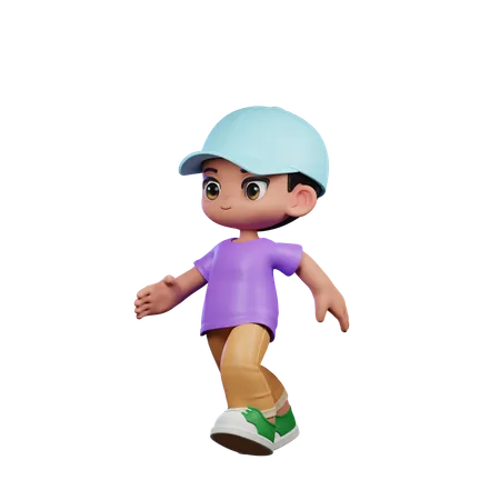 Cute Boy Giving Running Pose  3D Illustration