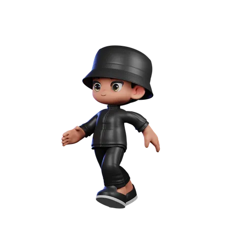 Cute Boy Giving Running Pose  3D Illustration