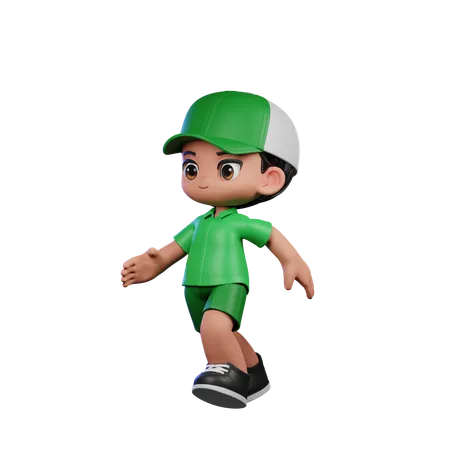 Cute Boy Giving Running Pose  3D Illustration